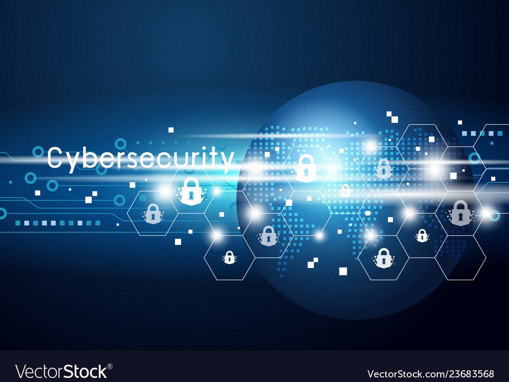 Cybersecurity and global network vector illustration
