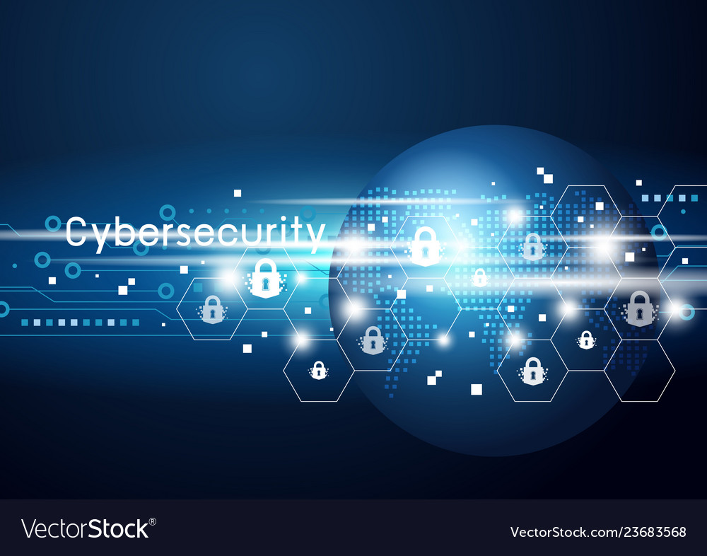 Cybersecurity and global network vector illustration